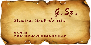 Gladics Szofrónia névjegykártya
